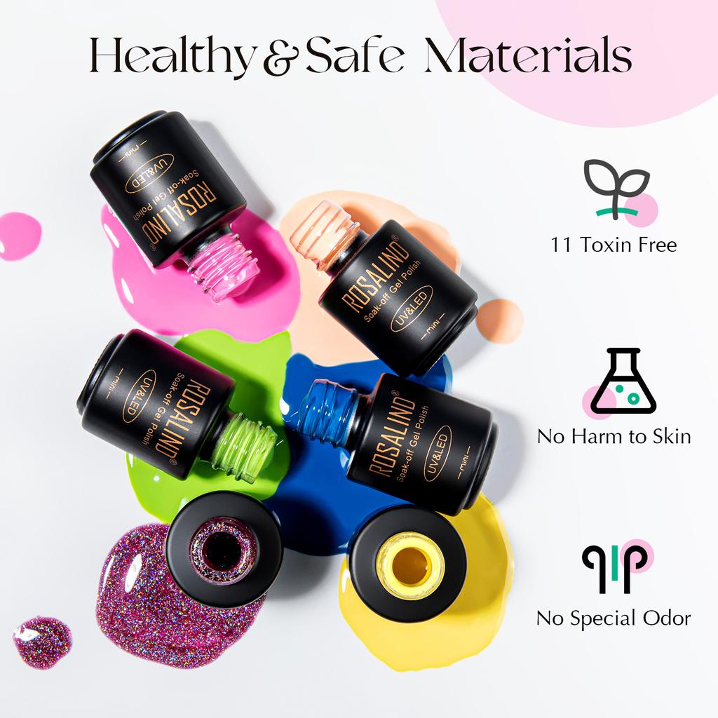 ROSALIND Гель-лак для ногтей, набор Soak Off UV LED, полуперманентный 38 шт., набор гель-лаков для ногтей, лак для дизайна ногтей, гибридный гель-лак