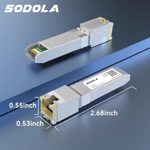 Модуль Sodola 10GBase-T SFP+, 10G Медь, Многоскоростной Оптический Трансивер 1/2.5/5/10G, Совместим с Cisco SFP-10G-T-S, TP-Link, Netgear, Ubiquiti UF