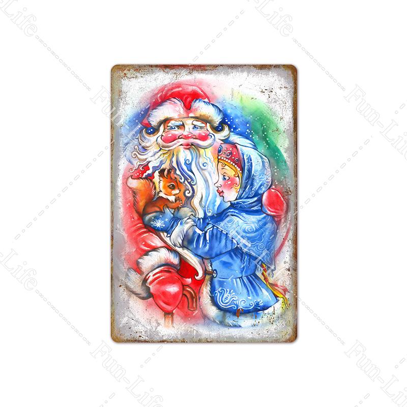 Рождественские металлические вывески, винтажный постер, жестяная вывеска, тарелка Санта-Клауса, ретро-налет, кафе-бар, паб, домашний декор, рождественская елка, подарок