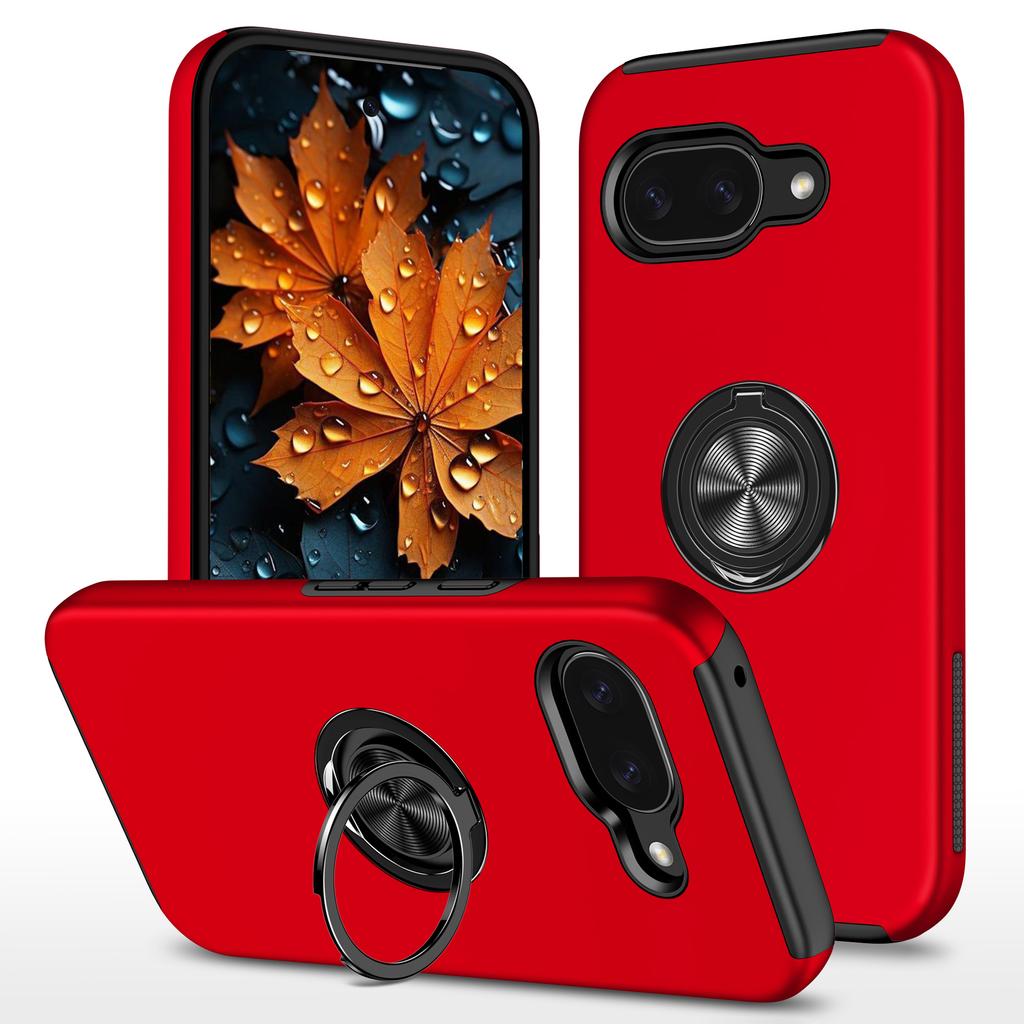 For Google Pixel 9a Case PC + TPU Phone Cover with Rotatable Ring Holder