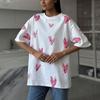 Casual O-neck Heart Print Women T-shirt Summer Short Sleeve Loose Cotton Female Basic Tops Shirt Tees Women Clothes