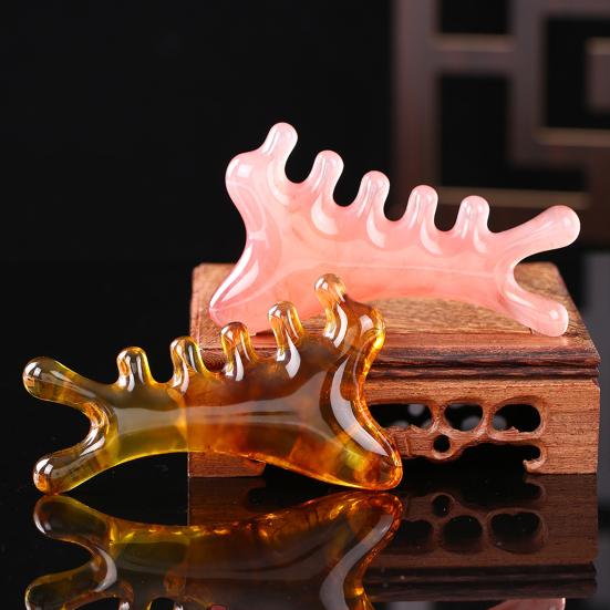 Массажер для кожи головы 4-в-1, расческа с широкими зубьями, смоляной инструмент Гуаша для терапии головы и лица, акупрессура и стимуляция меридианов