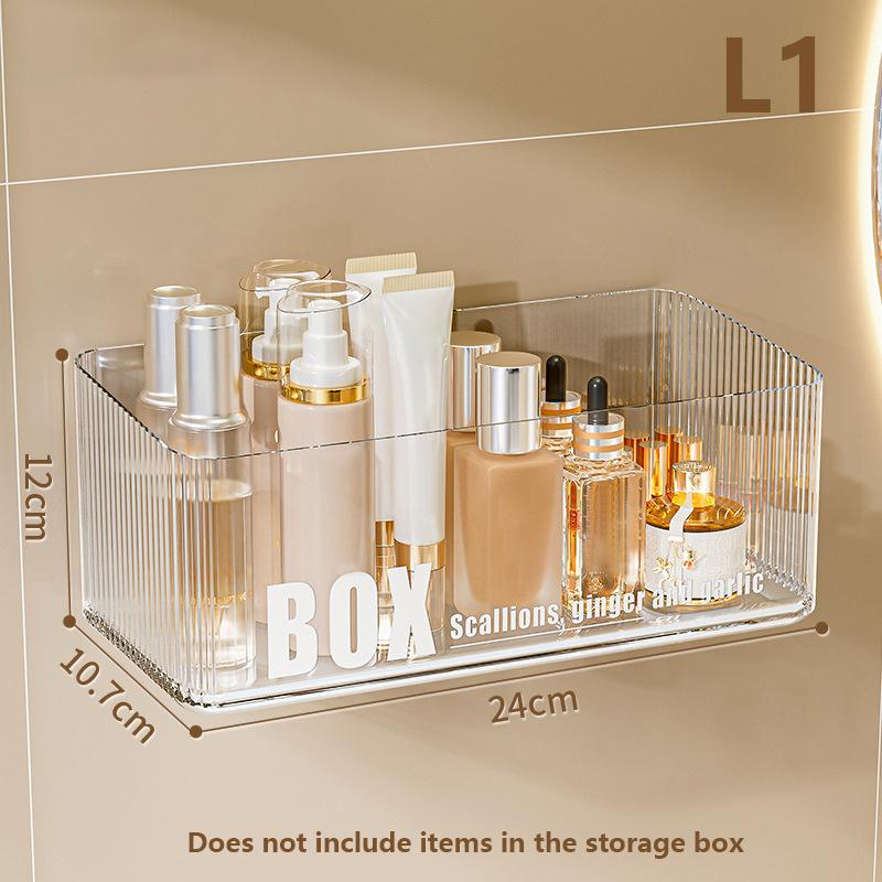 Wall Mounted Shower Shampoo Racks Shelves Organizer Non-Drilling Removable Transparent Pet Material Bathroom Storage Rack