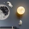 Nordic Modern Children's Astronaut Moon Wall Lamp - Minimalist Cartoon Bedroom Bedside Light