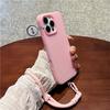 For iPhone 16 Pro Max Case Ice-Transparent Liquid Silicone+PC Phone Cover with Wrist Strap
