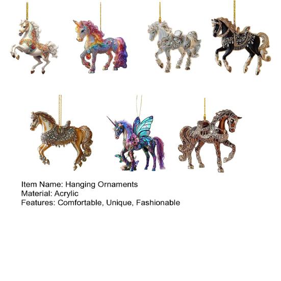 Акриловая подвеска в виде лошади 2D Шарм для зеркала автомобиля Модный брелок для сумки DIY