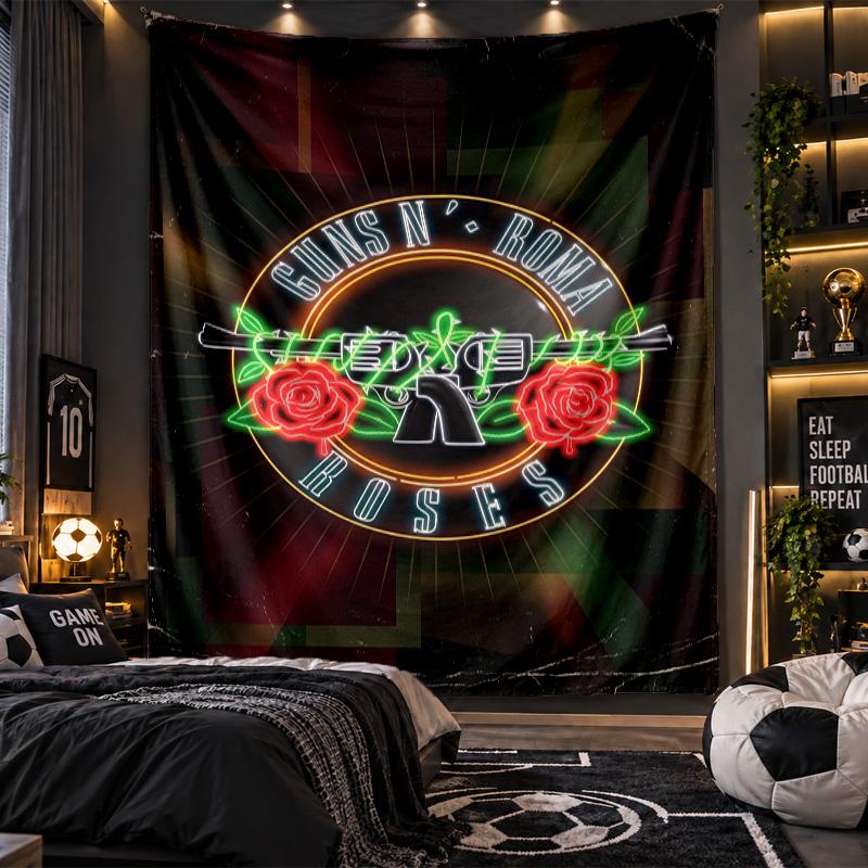 Wall Hanging Tapestry Guns N’ Roses Print Cloth for Living Room Bedroom Home Decor