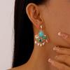 Серьги-кисточки в форме цветка из жемчуга в этническом стиле бирюзовые серьги-подвески пляж