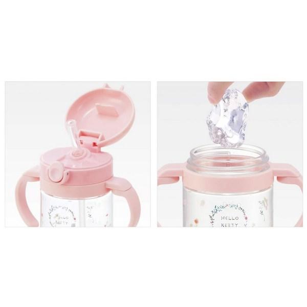 Соломенная бутылка для воды Skater, двуручная, в одно касание, 370 мл KSHW2N, Hello Kitty, 1 шт.