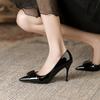 Женские туфли на высоком каблуке с заостренным каблуком-шпилькой, новые туфли-лодочки на высоком каблуке из лакированной кожи с пустыми боками