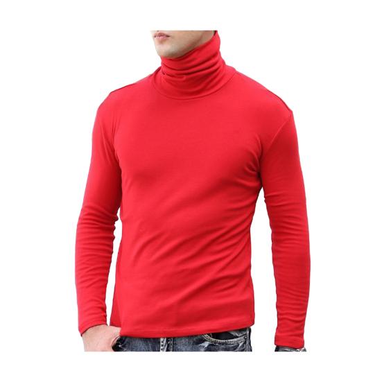 Men Layering Top High Collar Prevent Neck from Wind Highly Stretchy Slim Fit Solid Color