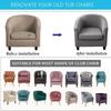 Pure Color Tub Chair Cover Elastic Durable Armchair Slipcover Club Sofa Slipcover With Cushion Cover Furniture Cover