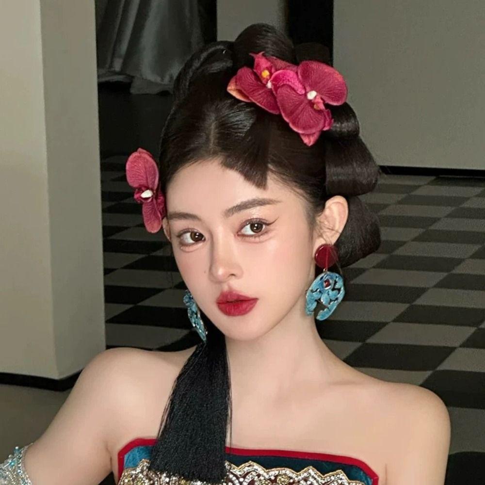 3pc/set Sweet Bride Flower Side Clip Pearl Chinese Style Hairpin Butterfly Orchid Hair Clip Seaside