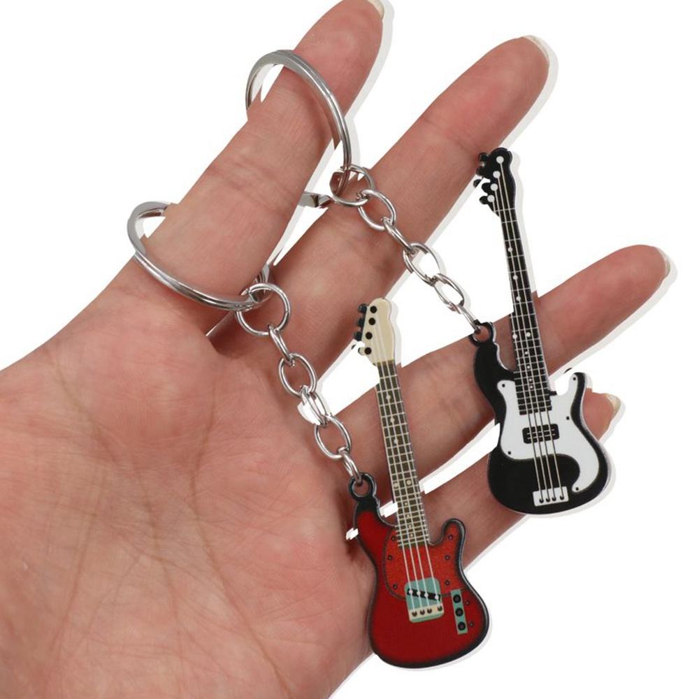 Крутой брелок для ключей в виде гитары, красочный брелок для ключей в виде музыкального инструмента, милый брелок для ключей в виде гитары, для мужчин и женщин