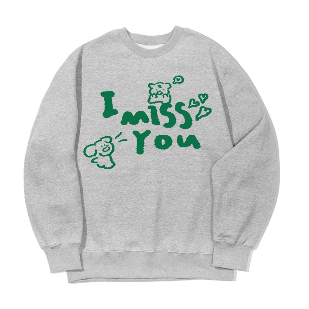 AWESOMEUS I Miss You Green Dog Sweat Shirts_3 Color