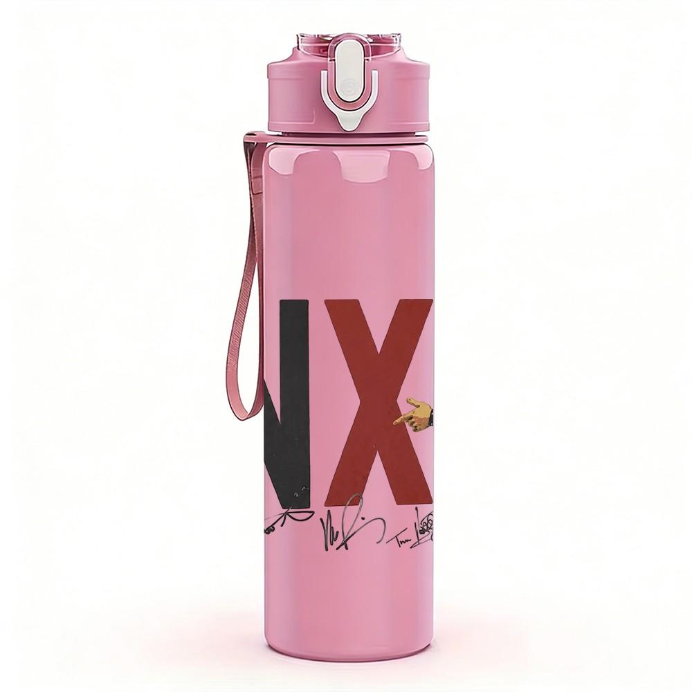 1PC INXS Black Text Logo 750ml sports water bottle leakproof straw lid outdoor office home