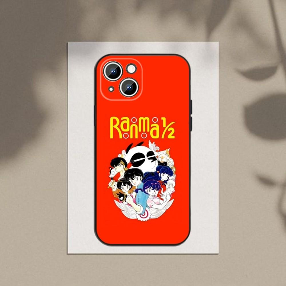 Cartoon R-RANMA 1 2 Phone Case Phone Case For Apple iPhone 15,14,13,12,11,XS,XR,X,8,7,Pro,Max,Plus,mini Silicone Black Cover