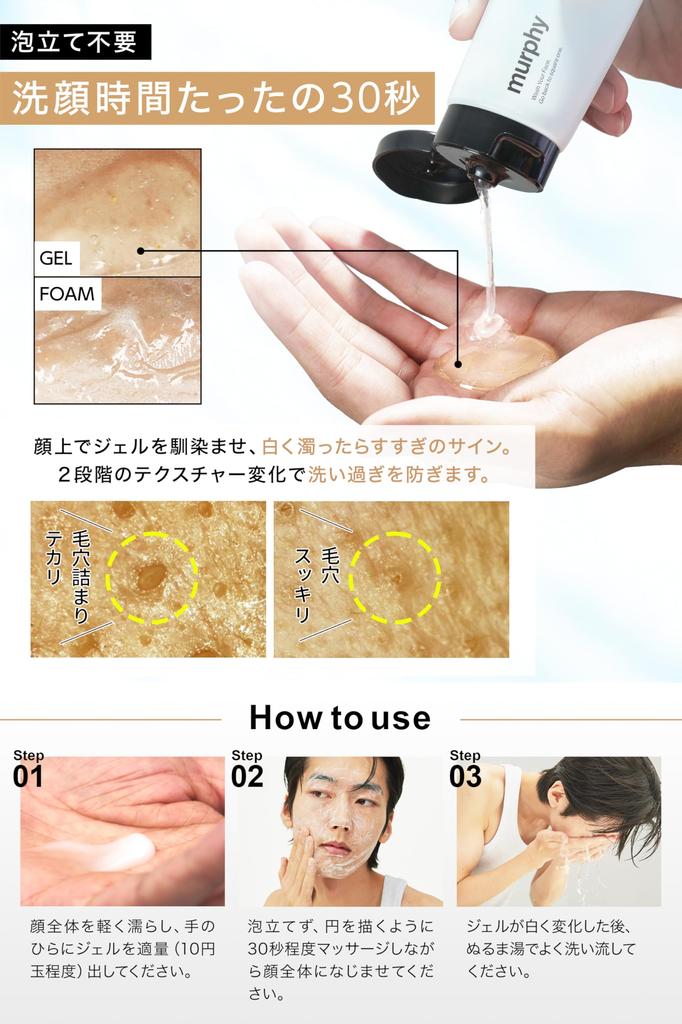 Murphy Murphy Витаминный скраб-гель для умывания лица пенка для очищения пор для мужчин