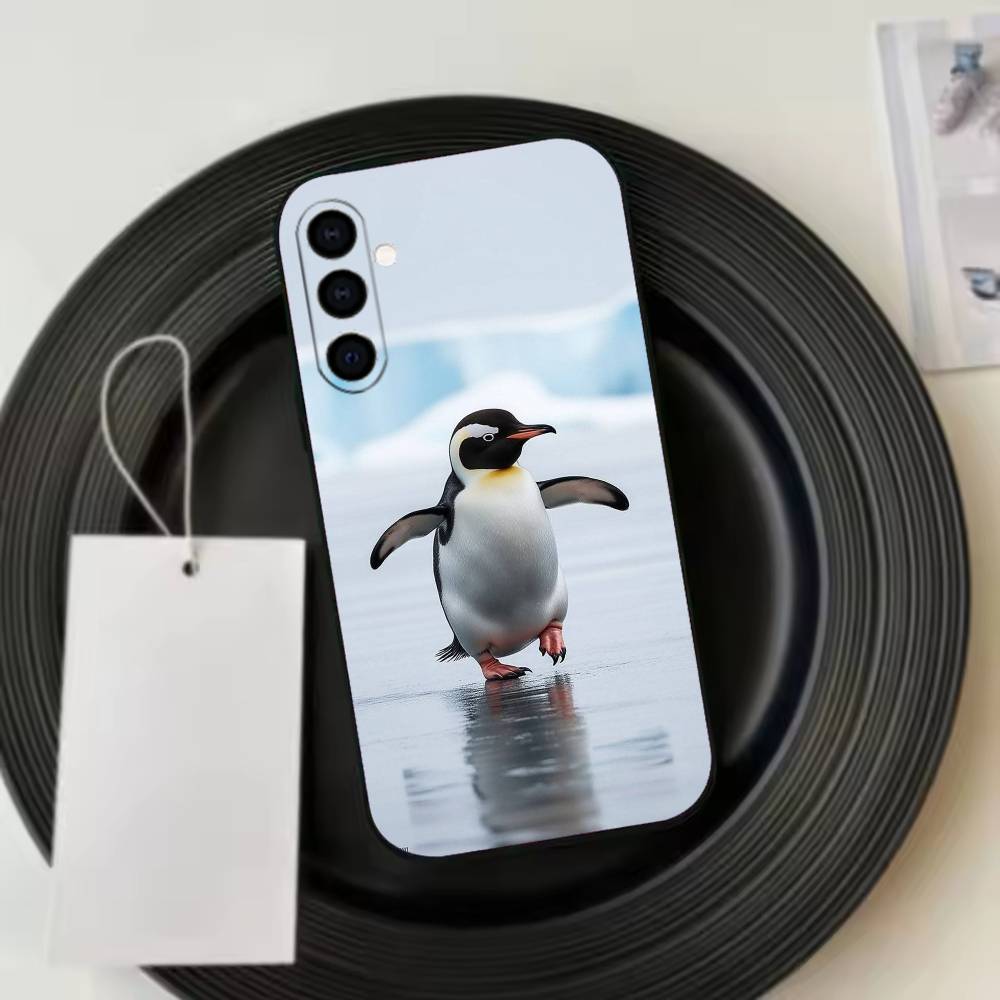 Funny Happy cute P-Penguin Phone Case For Samsung Galaxy A73,A72,A71,A70,A53,A52,A51,Soft Silicone Black Cover