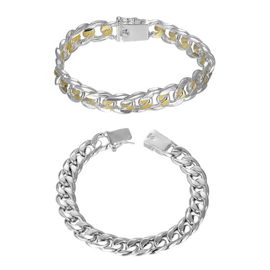 Браслет унисекс из нержавеющей стали с ажурной цепочкой, однотонный, прочная конструкция, блестящий, панк, хип-хоп, полированный, подарок на день рождения, ювелирные изделия