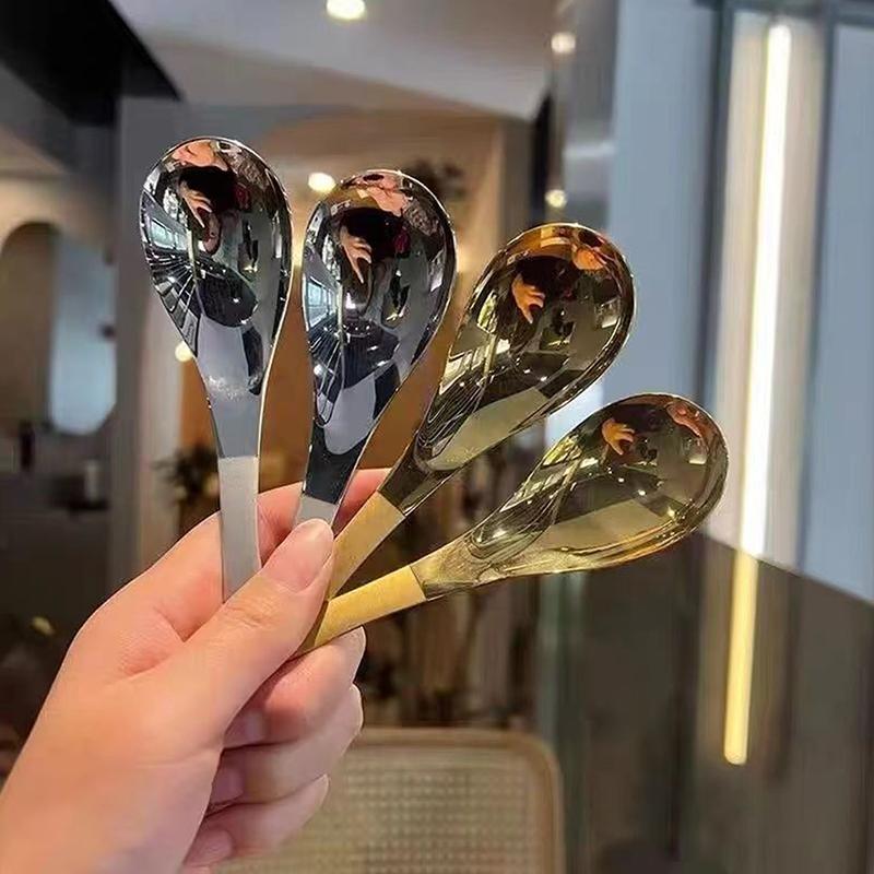 Китайская ложка из нержавеющей стали Утолщенная ложка Эрла Зеркальная полировка Столовые приборы Отельная глубокая ложка для супа Домашняя ложка с круглым дном