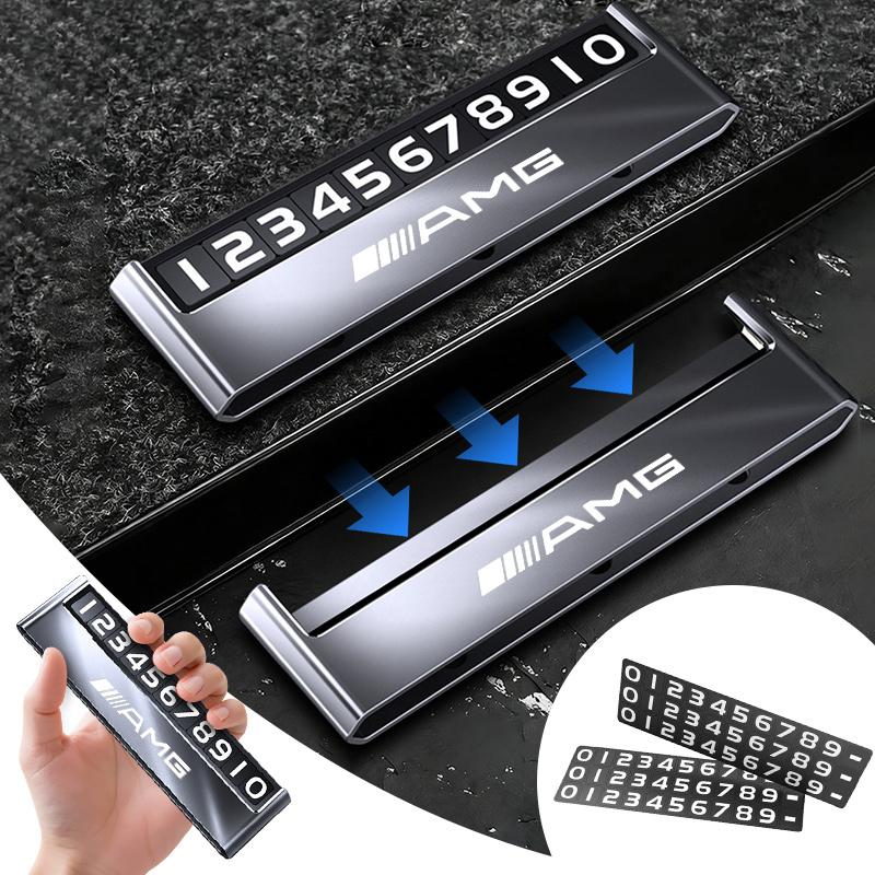 Car LOGO Parking Phone Number Plate Auto Interior Stickers for Mercedes Benz AMG W177 W176 X166 X167 C257 C218 X253 C118 C117 JR9