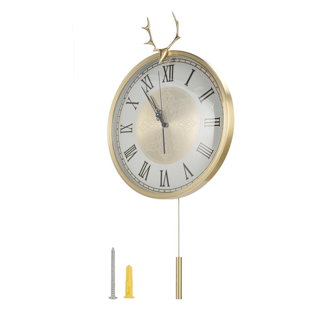 Настенные часы Бесшумные медные европейские часы с маятником из чистой меди для интерьера гостиной