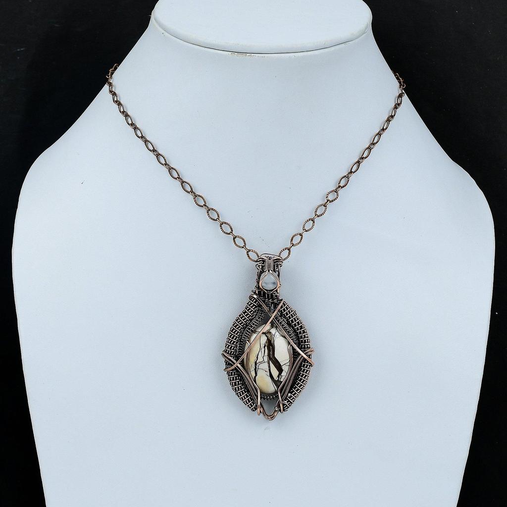 Подвеска из брекчированного мукаита, медная проволока, кулон из натурального драгоценного камня, радуга, ювелирные изделия из лунного камня, медные украшения ручной работы, подарок для мамы