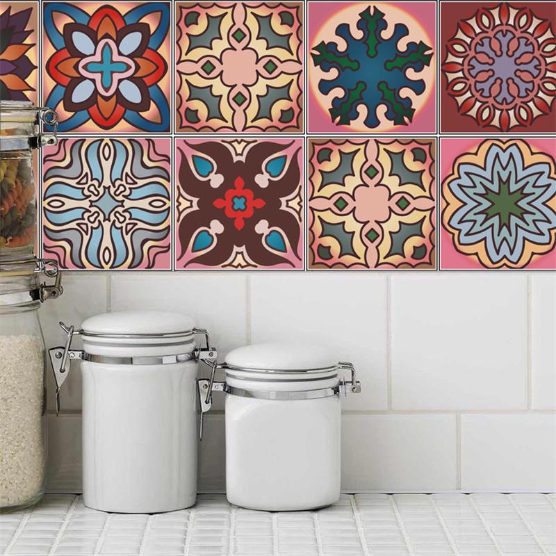 Самоклеящаяся настенная плитка в марокканском стиле, винтажная, цветная, водонепроницаемая, наклейки для декора кухни, ванной комнаты, гостиной, наклейки для дома, сделай сам