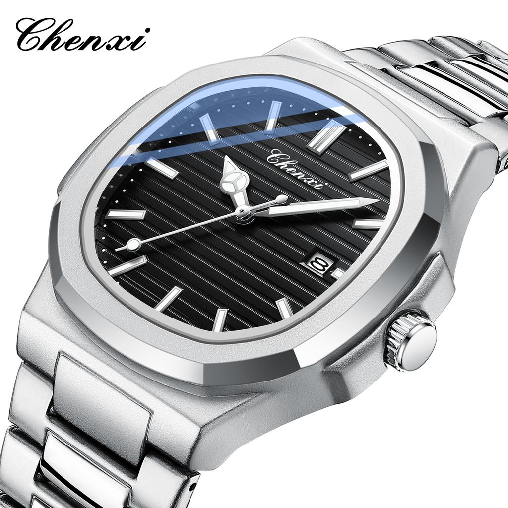 NEW CHENXI Top Casual Brand Men's Watches Waterproof Calendar Luminous Retro Square Nautilus Stainless Steel Men's Watch