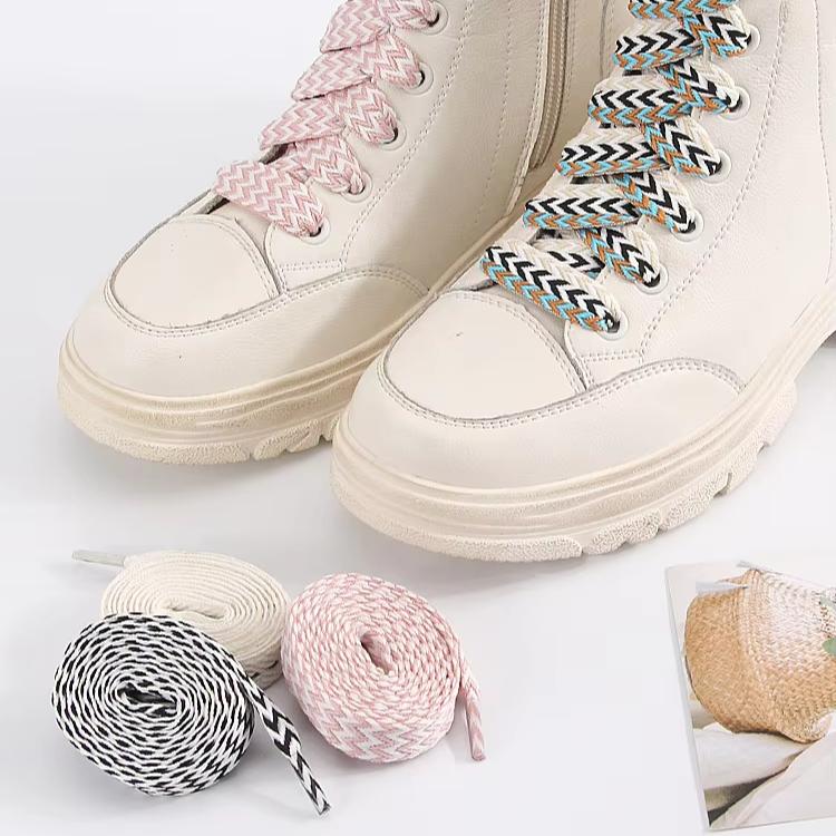 1Pair New 1.5CM Wide Wave Fat Shoelaces Women Men Casual Flat Shoe Laces Replacement Sneaker Lace Shoe Stings Shoelace