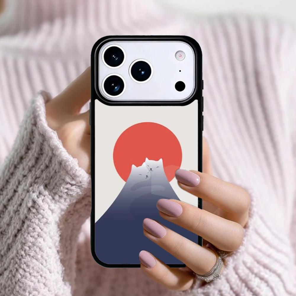 Абстрактный Кот Гора Фудзи Пейзаж Японии Чехол для Телефона Для Apple iPhone 17 Air 16E 15 14 Plus 13 12 11 Pro Max Mini Funda Чехол