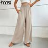 Women's Fashion Casual Solid Color Print High Waist Trousers Pants & Capris
