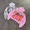 Unisex Hooded Zip-Up Sweatshirt With 3D Print Loose Fit Long Sleeve Casual Pullover