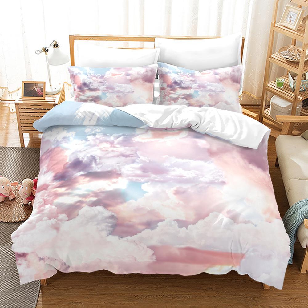3D Радужный комплект постельного белья с милым мультяшным пододеяльником, 2/3 шт. EU135 * 200, полноразмерная односпальная или двуспальная кровать, мягкий домашний текстиль для комнаты для девочек