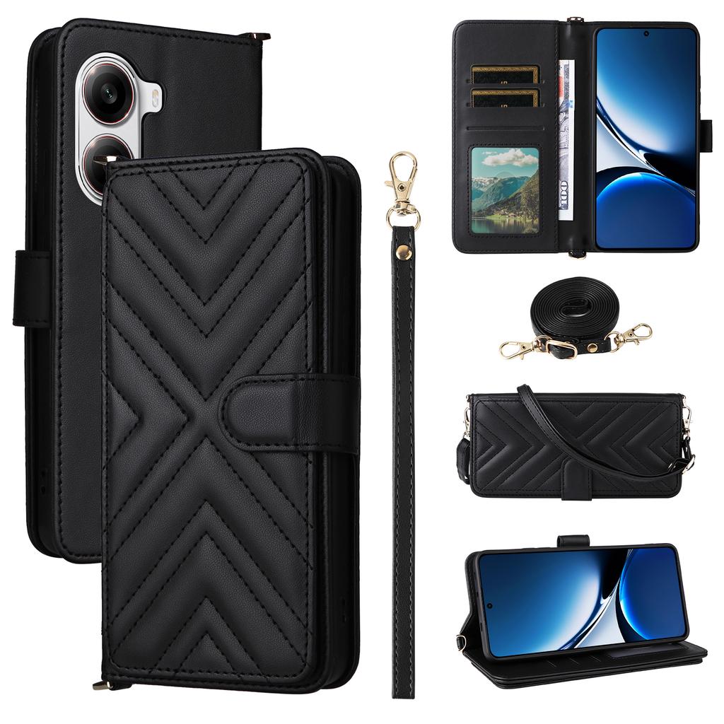 For Xiaomi Poco X7 Pro 5G/Redmi Turbo 4 5G Wallet Case with Shoulder/Wrist Strap Leather Phone Cover Stand
