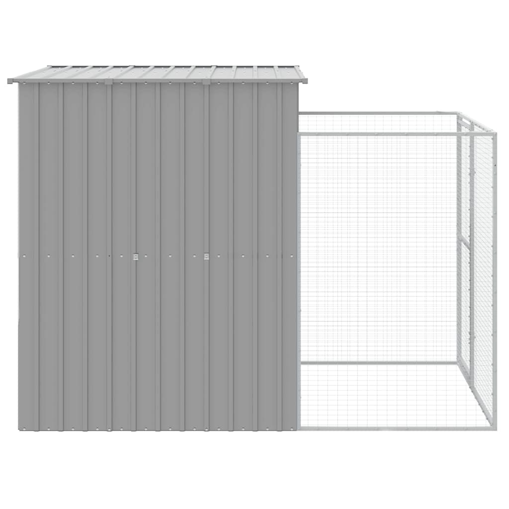 Dog Kennel with Run Light Grey 165 x 251 x 181 cm Galvanized Steel