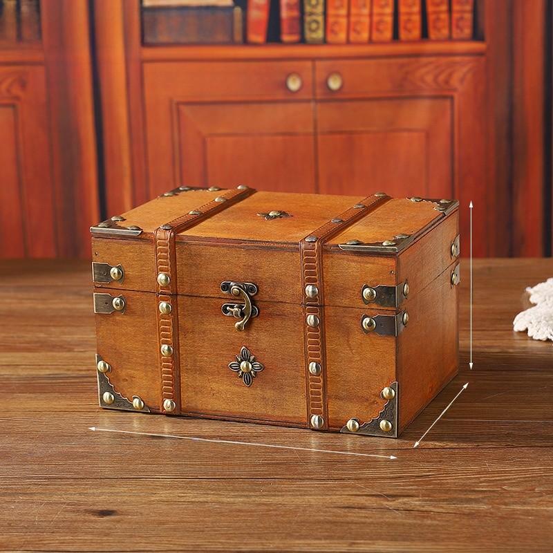 Storage Wooden Vintage Box With Lid For Desk And Shelf Organization Decoration