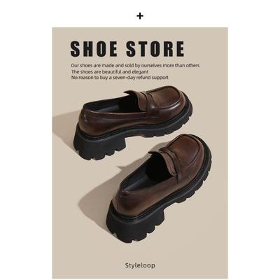 Ретро полированные туфли-лоферы на толстой подошве для ленивых женщин, маленького размера 333, с увеличенной внутренней высотой.