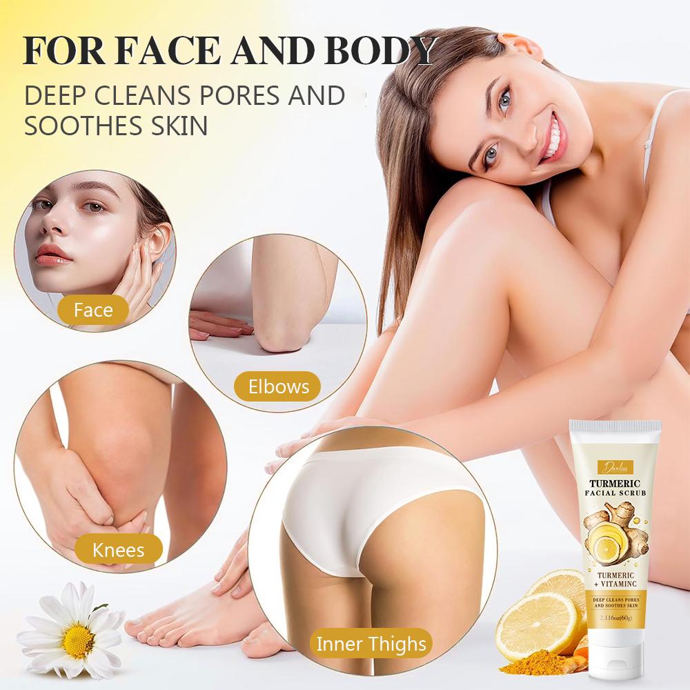 60 г Скраб для лица с куркумой - богат витаминами и экстрактом куркумы - разглаживает и очищает сухую и жирную кожу - подходит для всех типов кожи