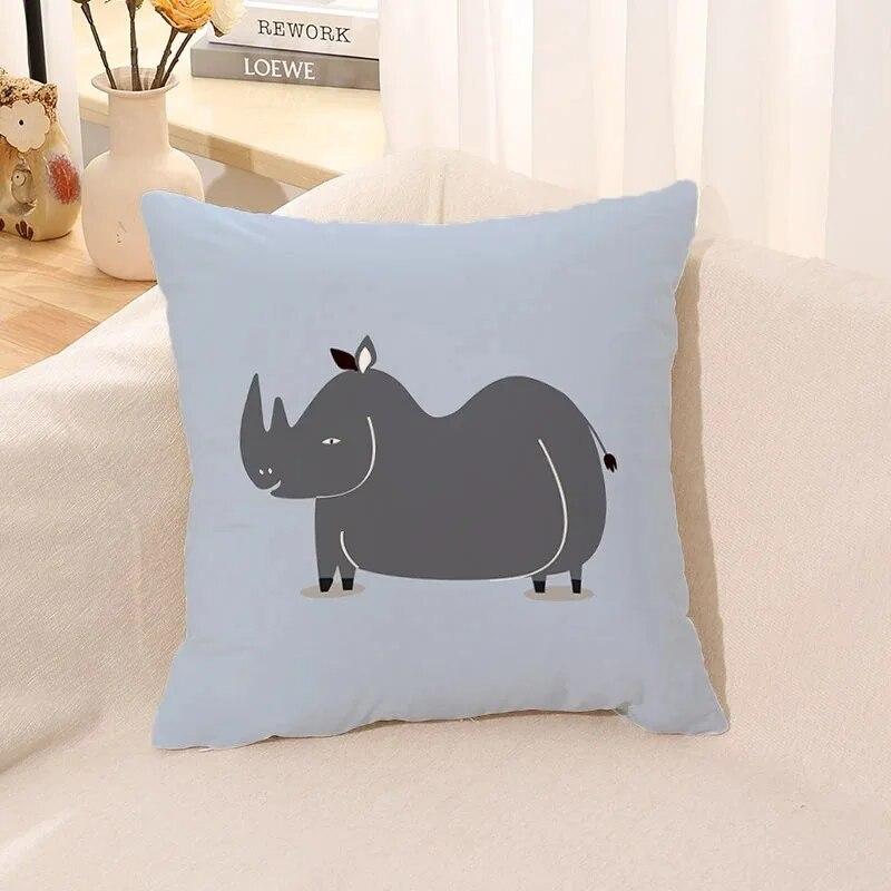 Cartoon Animal Print Pillow Case Living Room Sofa Cushion Cover Bedroom Room Bedside Home Decoration