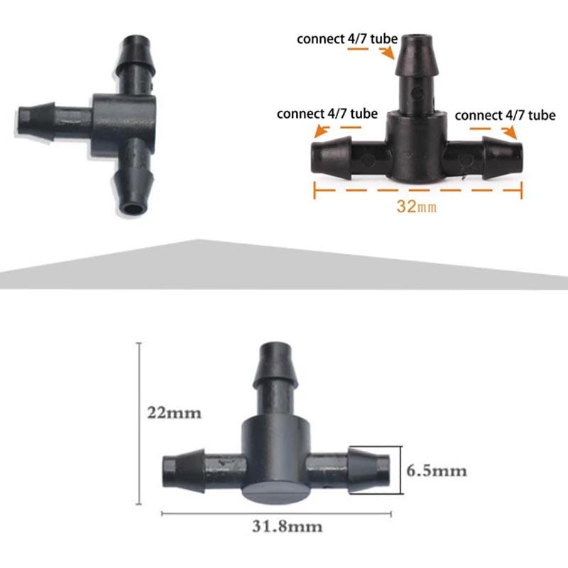 10 шт., 3-ходовой тройник для шланга, штуцер 4/7 мм, соединитель для трубки, фитинги для ирригационной сантехники, Т-образный адаптер, разветвитель для сада