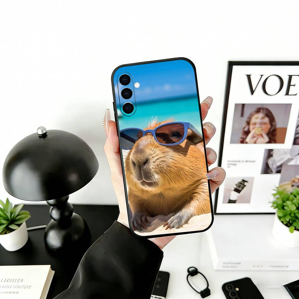 Cute capybara Phone Case For Samsung Galaxy A73,A72,A71,A70,A53,A52,A51,Others Soft Black Cover