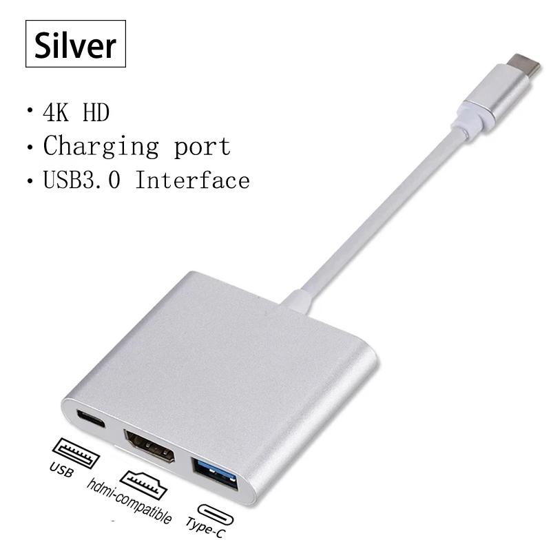 3 в 1 USB C - HDMI-совместимый адаптер USB 3.1 концентратор Type C зарядный конвертер для Samsung S23 Ultra Huawei Xiaomi ноутбук Macbook