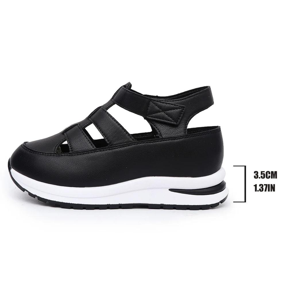 Casual Hollow out Thick Heel Sandals Women's Outdoor Wear Summer New Style Flat Platform Roman Shoe Type Rubber Sole Shoes