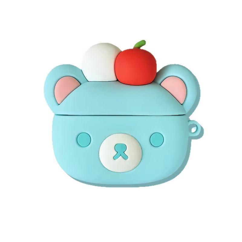 Чехол для Airpods, разработанный для Airpods 1/2/3/4/Pro/Pro2, Аниме Рилаккума, Очаровательный Медведь с вишней, Аксессуары, Модные Игрушки, Ударопрочный Силикон, Подарки