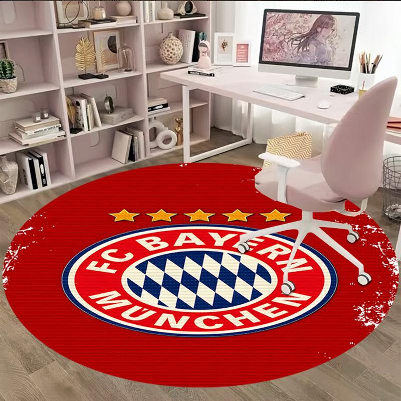 1pc B-Bayern Munich Carpet, Round Rug, Comfortable, Suitable for Entryways, Living Rooms, Office, And Bedrooms, Christmas Decoration