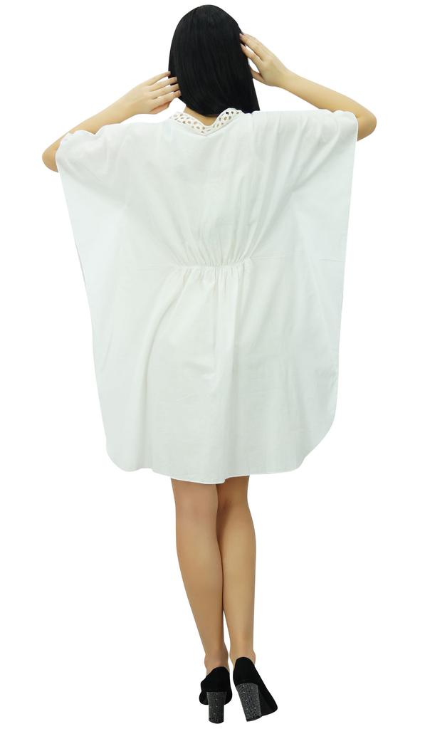 Bimba Женский хлопковый кафтан короткий кафтан прозрачный кружевной спереди пляжное прикрытие