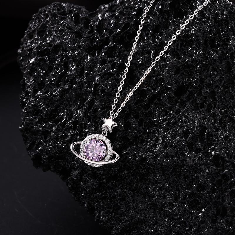 Ожерелье из лавандового циркона из серебра 925 пробы: Универсальный, Роскошный, Продвинутый Нишевый Дизайн