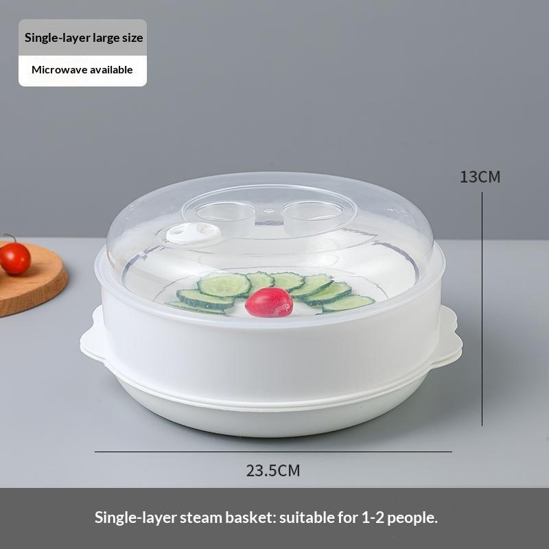 Food Grade Multifunctional Microwave Vegetable Steamer Reinforced Heat-Proof for Kitchen Dorm Quick Healthy Meal Cooking